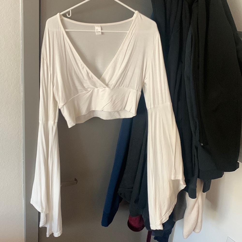 White Bell Sleeve Top